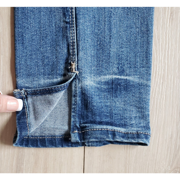 WHBM Jeans Womens 2 Slim Crop Flare Demin Capri Slits Low Rise Western Y2K Pants - Picture 3 of 14